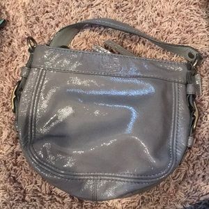 Grey leather coach mini bag